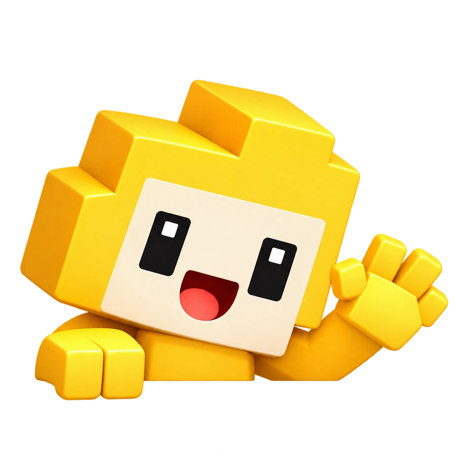 Our yellow voxel friend says hello.